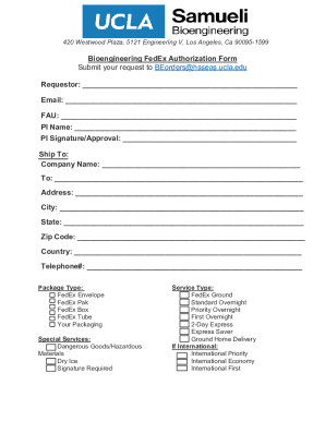Fillable Online Bioengineering FedEx Authorization Form Fax Email Print ...