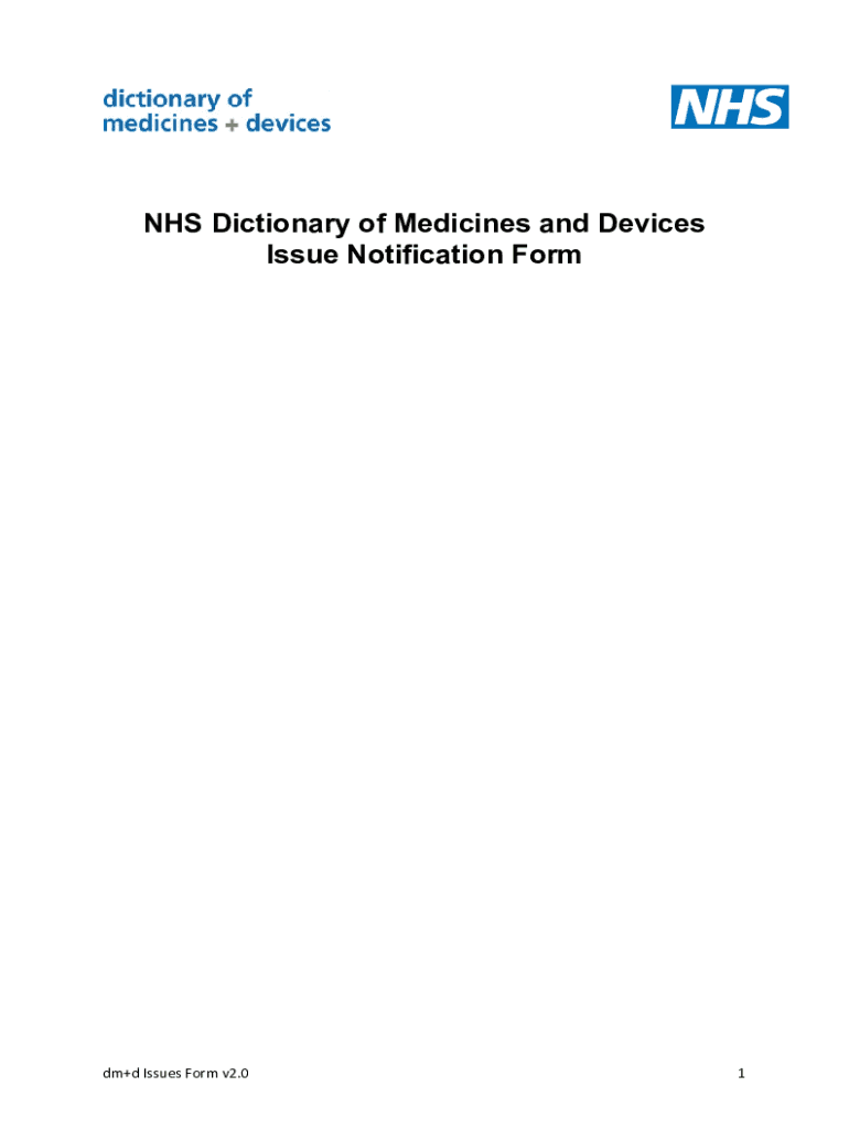 Fillable Online NHS Dictionary of Medicines and Devices Issue