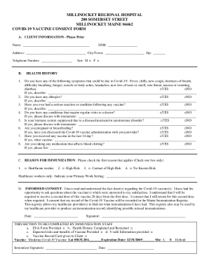Fillable Online covid-19 vaccine consent form Fax Email Print - pdfFiller