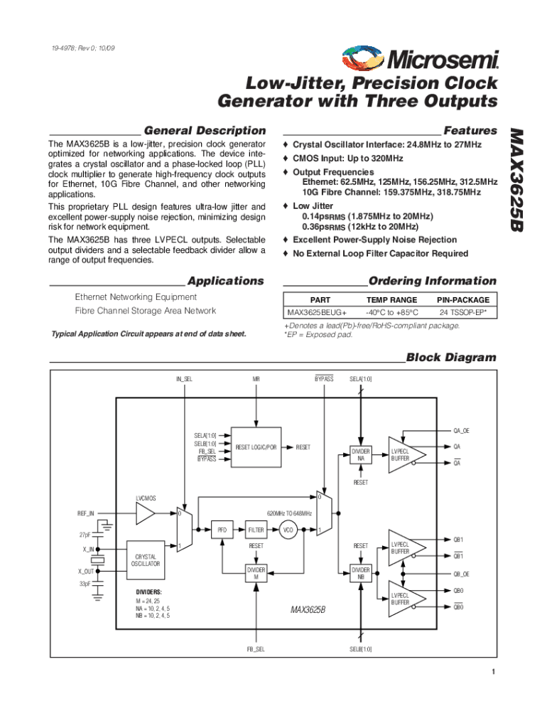 Fillable Online MAX3625B LowJitter, Precision Clock Generator with