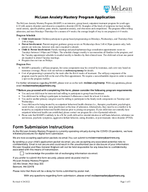 McLean Anxiety Mastery Program Application