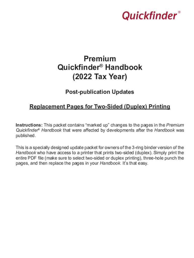 Fillable Online Premium Quickfinder Handbook (2022 Tax Year) Post