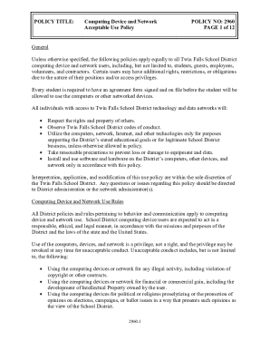 Fillable Online Computer and Network Service POLICY NO: 698 PAGE 1 ...