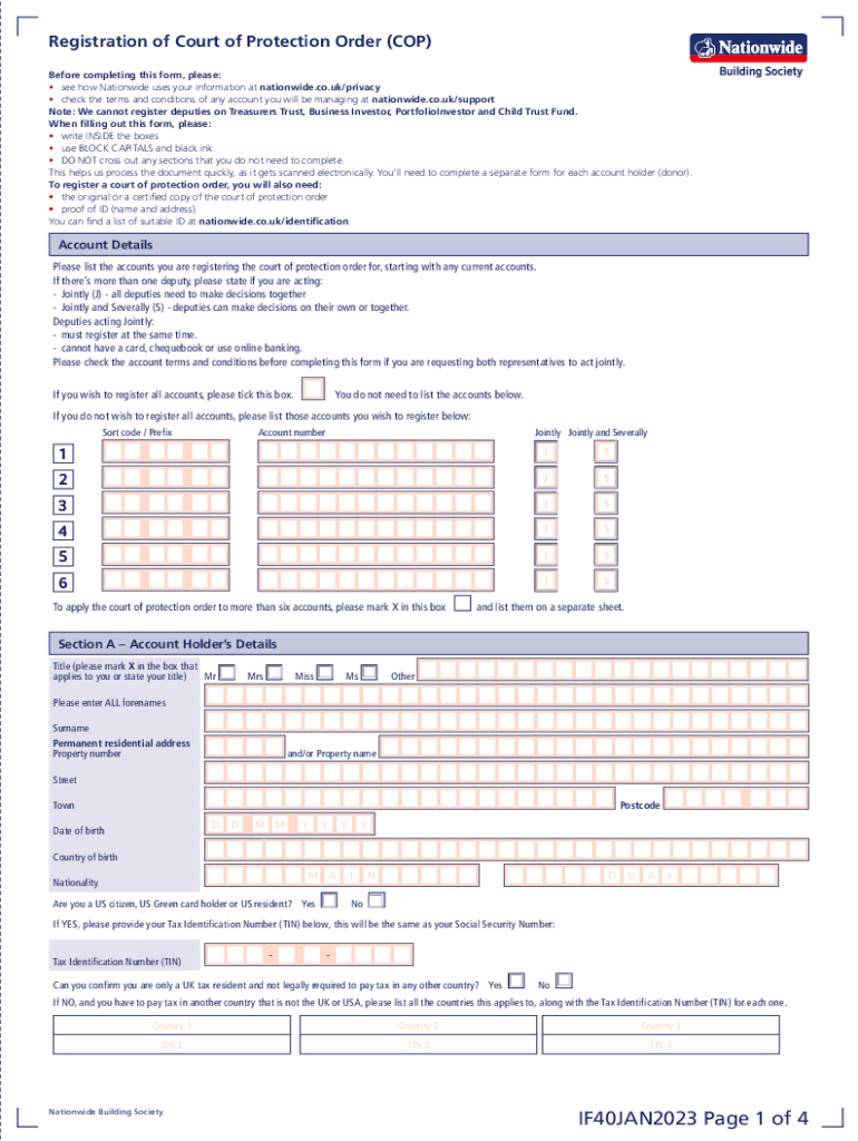 Fillable Online Registration of Court of Protection Order Form Fax ...