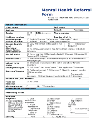 WentWest Mental Health Referral Form Fill And Sign Printable Template 