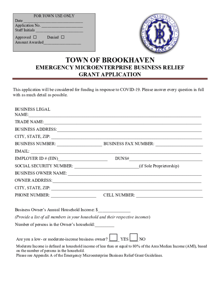 Fillable Online TOWN OF BROOKHAVEN COMMUNITY DEVELOPMENT Fax Email ...
