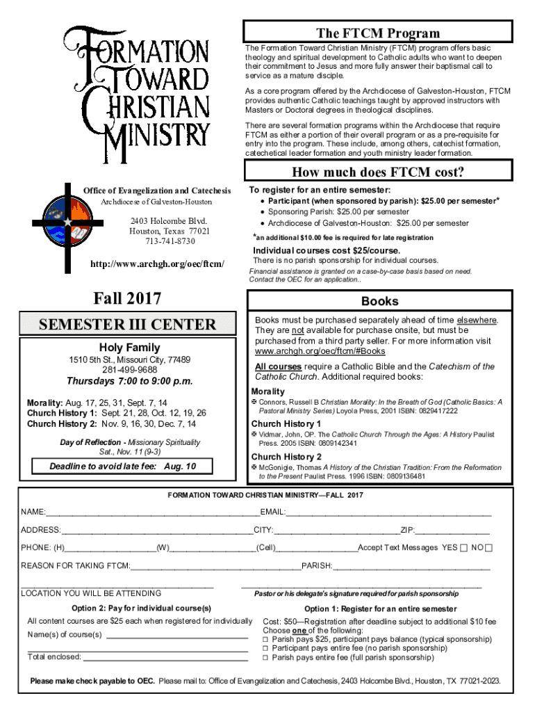 Formation Toward Christian MinistryHouston, TX Preview on Page 1