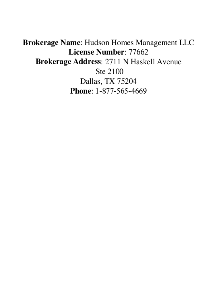 Fillable Online State and Agency DisclosuresHudson Homes Management Fax