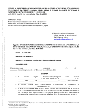 istanza di autorizzazione all'importazione di sostanze attive ...