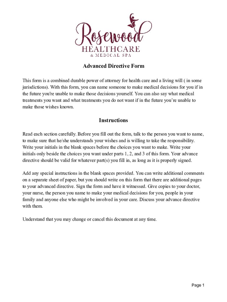 Fillable Online Free California Advance Directive Form WordPDF