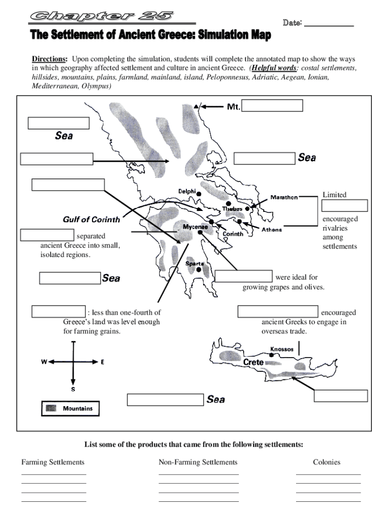 Fillable Online Geography and the Settlement of Greece Simulation Map