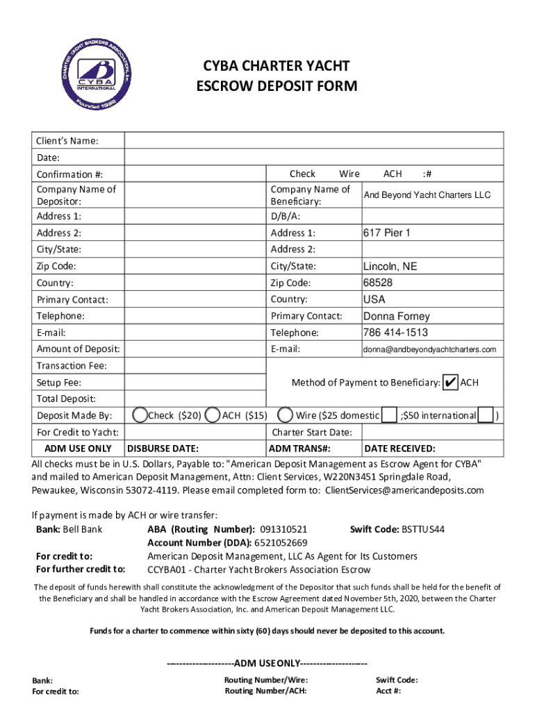 myba yacht charter agreement