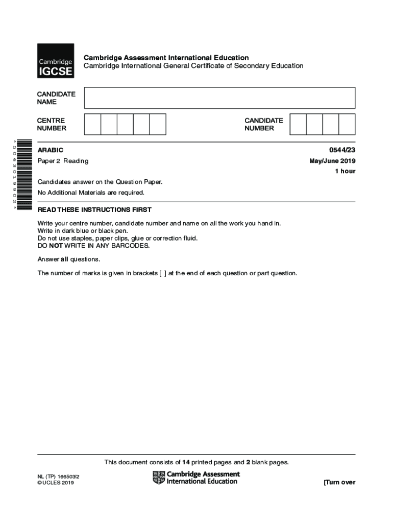 Fillable Online Cambridge Assessment International Education