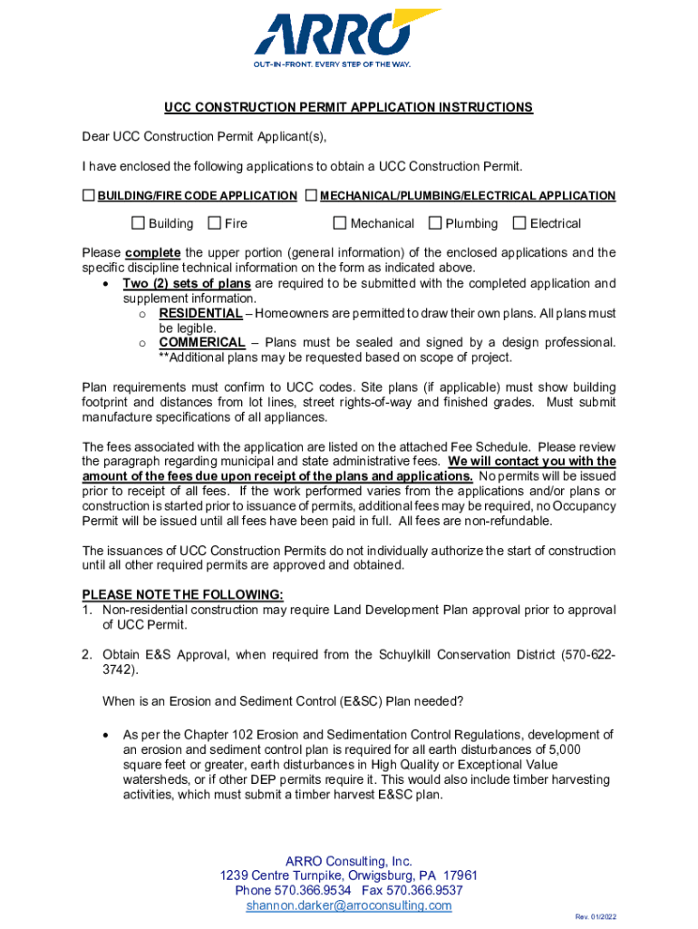 Fillable Online Dear UCC Construction Permit Applicant(s), Fax Email