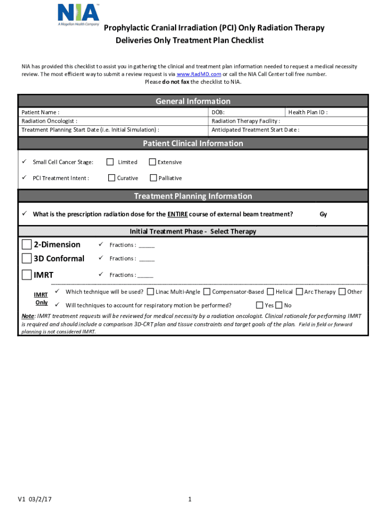 Fillable Online NIA has provided this checklist to assist you in