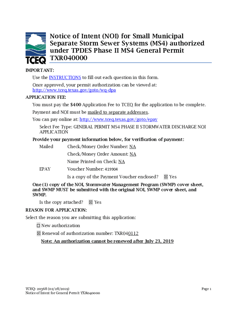 Fillable Online Stormwater MS4 Permit and Forms NYS Dept. Fax