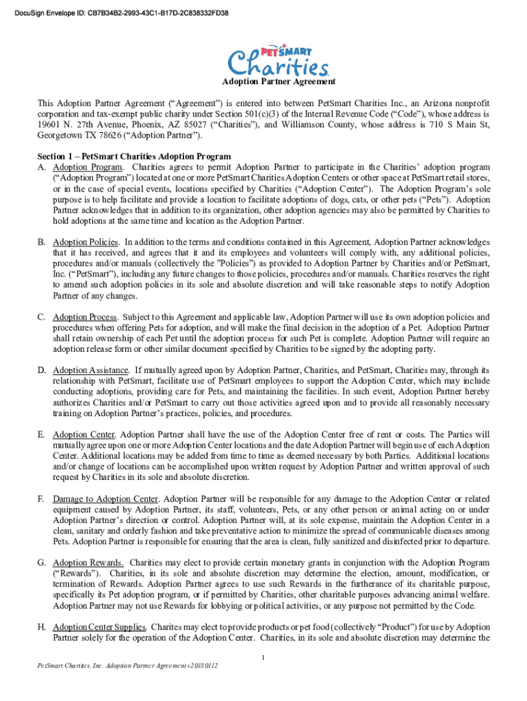 Fillable Online Adoption Partner Agreement Fax Email Print - pdfFiller