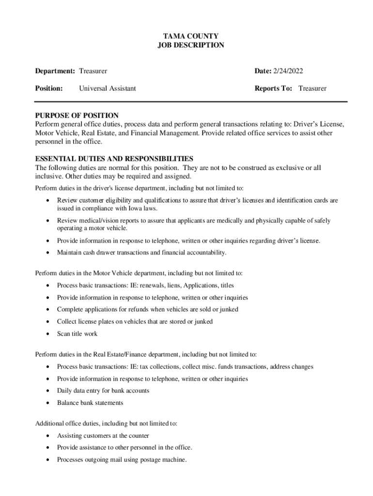 Fillable Online Tama County Treasurer Driver's License Fax Email