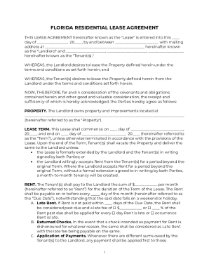 FLORIDA RESIDENTIAL LEASE AGREEMENT
