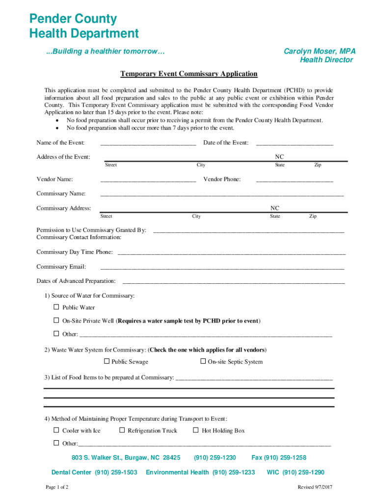 Fillable Online Limited food establishment application pda Fax Email ...