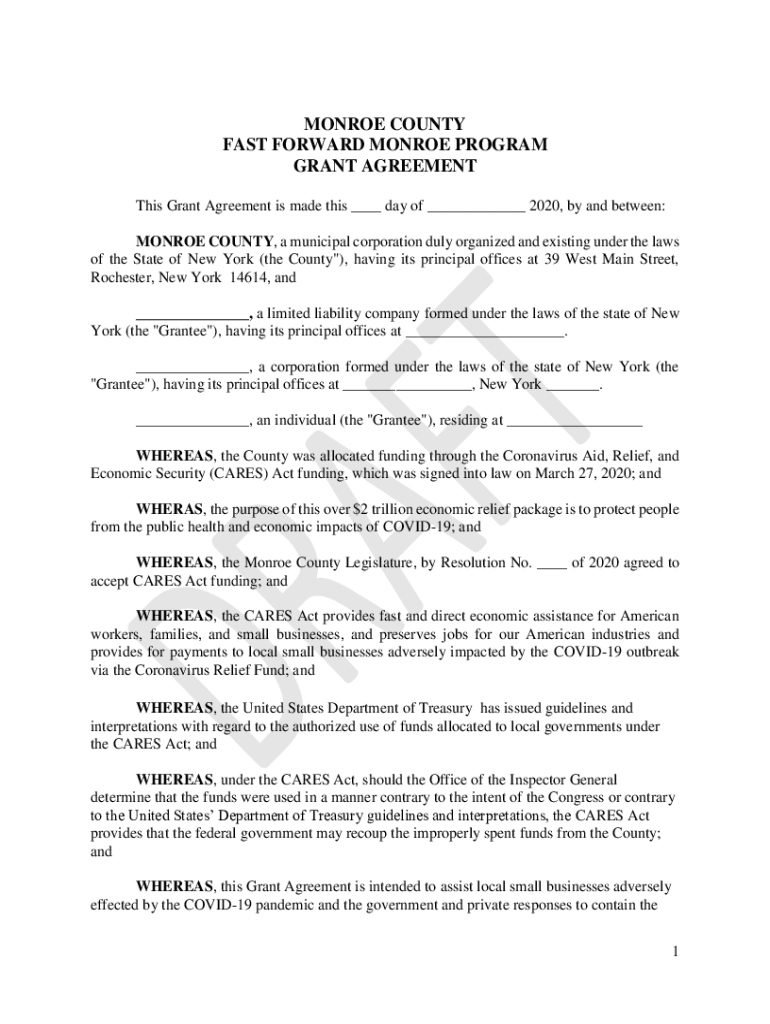 Fillable Online Sample Grant Award Agreement THIS Fax Email Print