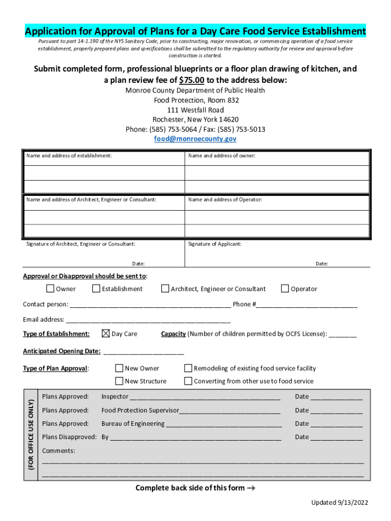 Fillable Online foodsafetyapprovalprocessinchildcarefacilities