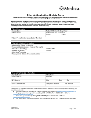 Prior Authorization Update Form
