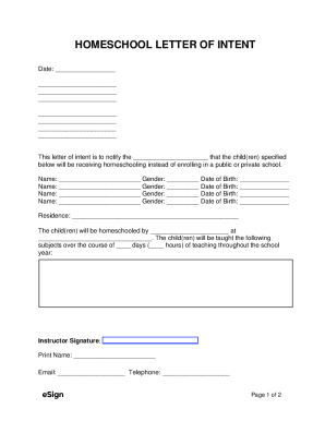 Fillable Online Homeschool Letter of Intent Template Fax Email Print ...