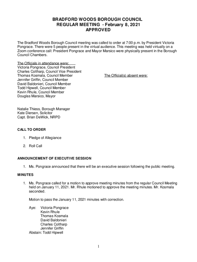 Fillable Online BRADFORD WOODS BOROUGH Fax Email Print pdfFiller