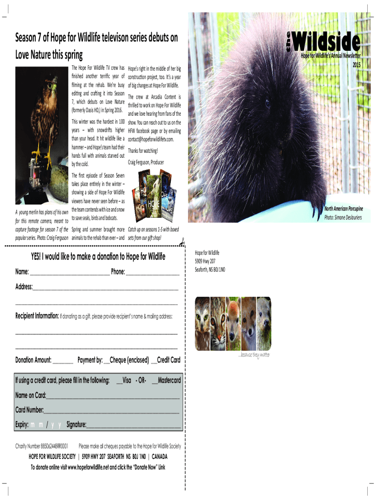 Fillable Online Hope for Wildlife TVWhere people and wildlife meet. Fax