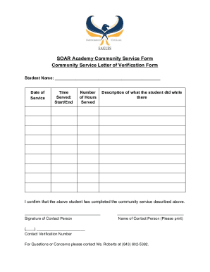 Fillable Online SOAR Academy Community Service Form Community Service Letter ... Fax Email Print ...
