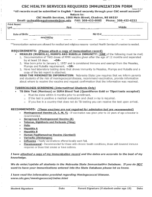 Immunization Waiver Form