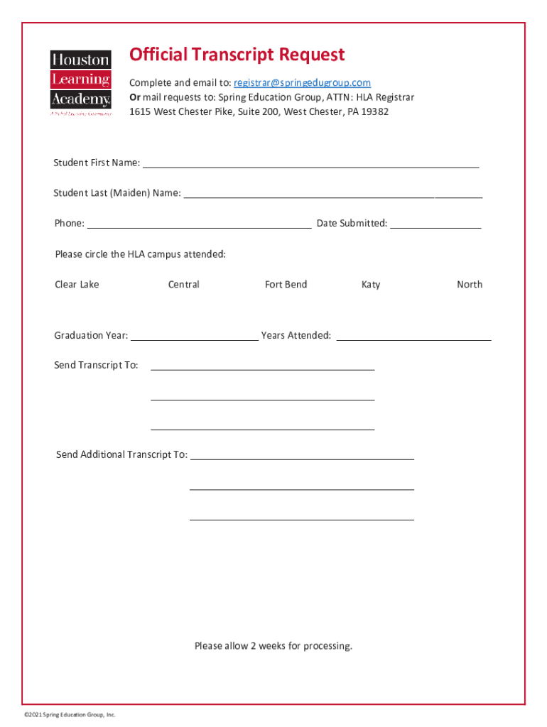 Fillable Online Official transcript requests - Registrar Fax Email ...