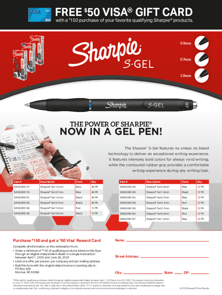 Fillable Online SHARPIE SGel Gel Pens, Bold Point (1.0mm), Black Ink