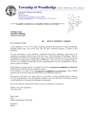 Fillable Online Rental Inspection Form Blank (PDF) - Woodbridge ...