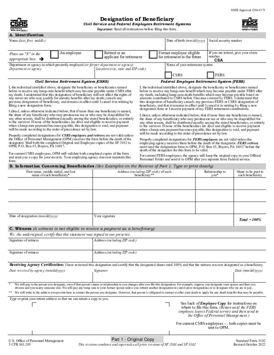 Form: Tsp-3, Designation Of Beneficiary (10/2022-2023) - Rnet