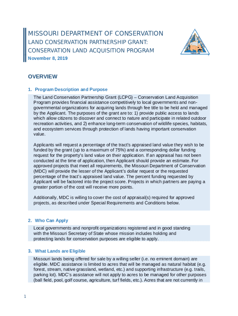 Open Space and Watershed Land Acquisition Grant Program Doc Template