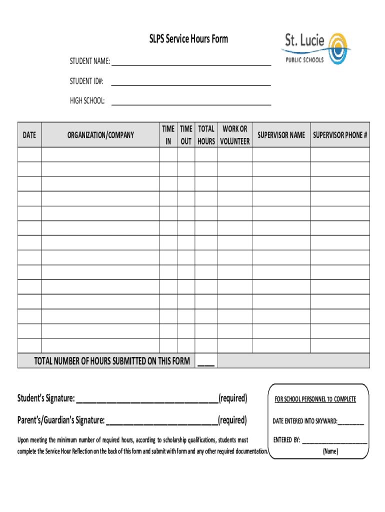 fillable-online-slps-service-hours-form-fax-email-print-pdffiller