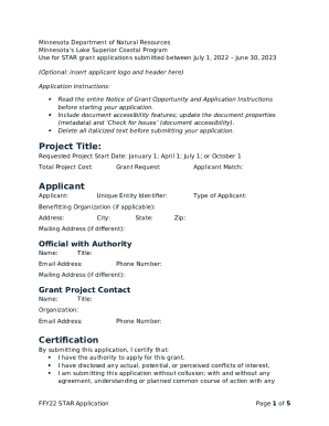 2022-23 STAR Grant Application Template