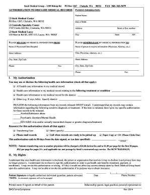 Authorization to Disclose Medical Records