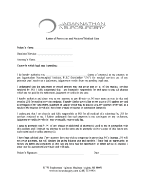 Letter of Protection and Medical Lien Authorization