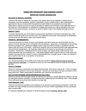Hamilton Endoscopy Medical Records Release Form