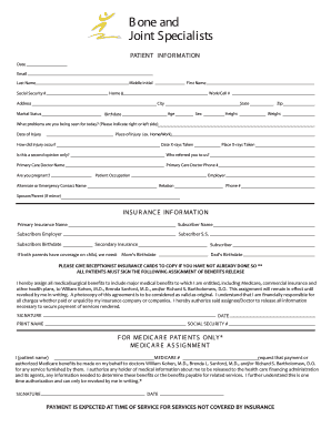 Patient Information and Insurance Form