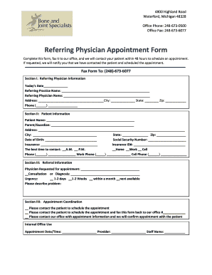Referring Physician Appointment Form