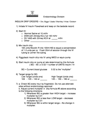 Insulin Drip Orders