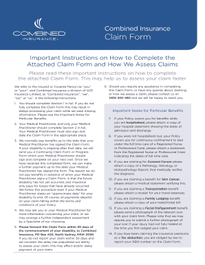Combined Insurance Claim Form