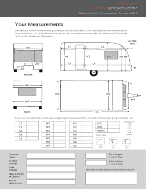 Caravan Cover Dimension Sheet