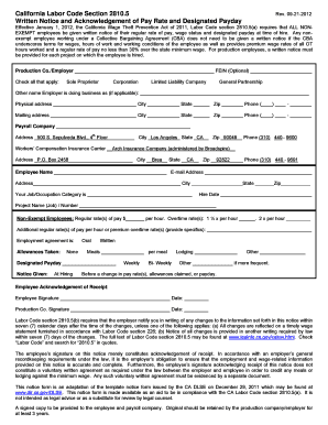California Labor Code Section 2810.5 Notice