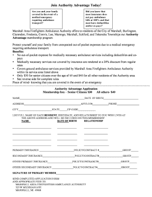 Marshall Area Firefighters Ambulance Authority Membership Application