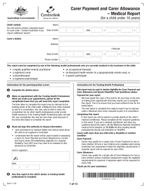 Australian Carer Payment and Carer Allowance Medical Report